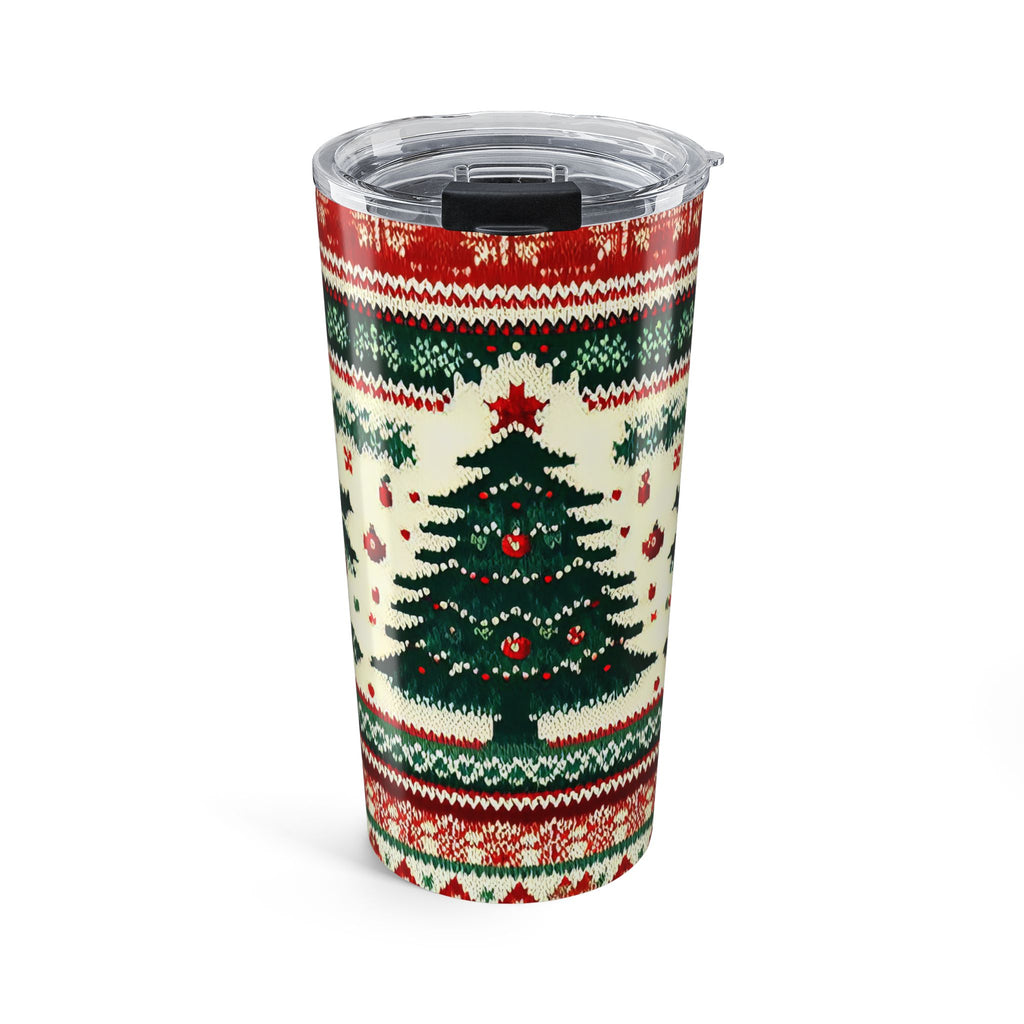 Christmas Tree Pattern Tumbler 20oz | Holiday Knit Design