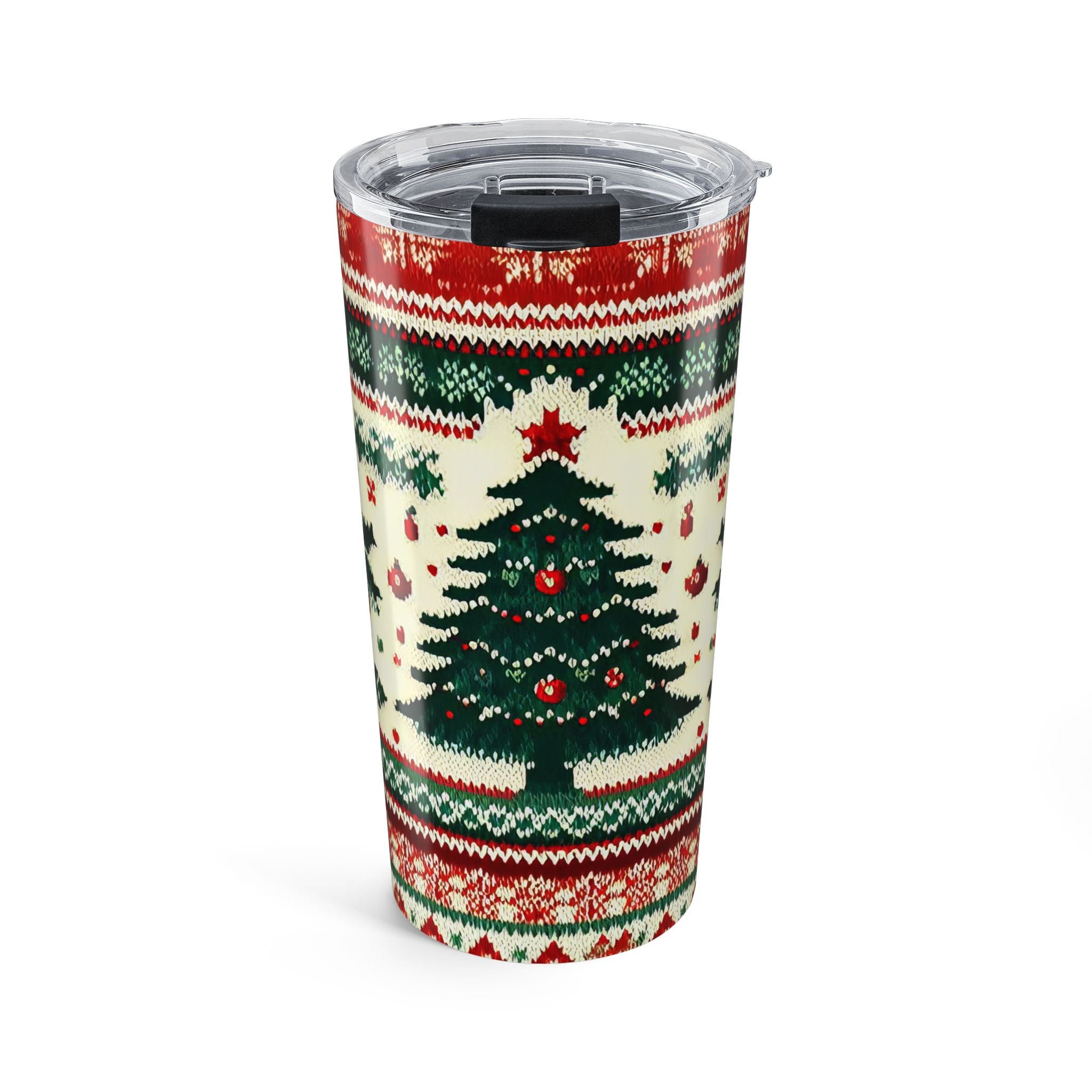 Christmas Tree Pattern Tumbler 20oz | Holiday Knit Design