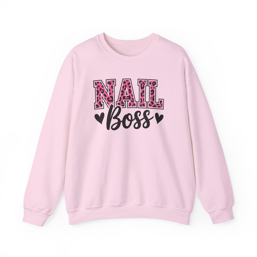 Nail Boss Crewneck Sweatshirt — Leopard Print Nail Tech