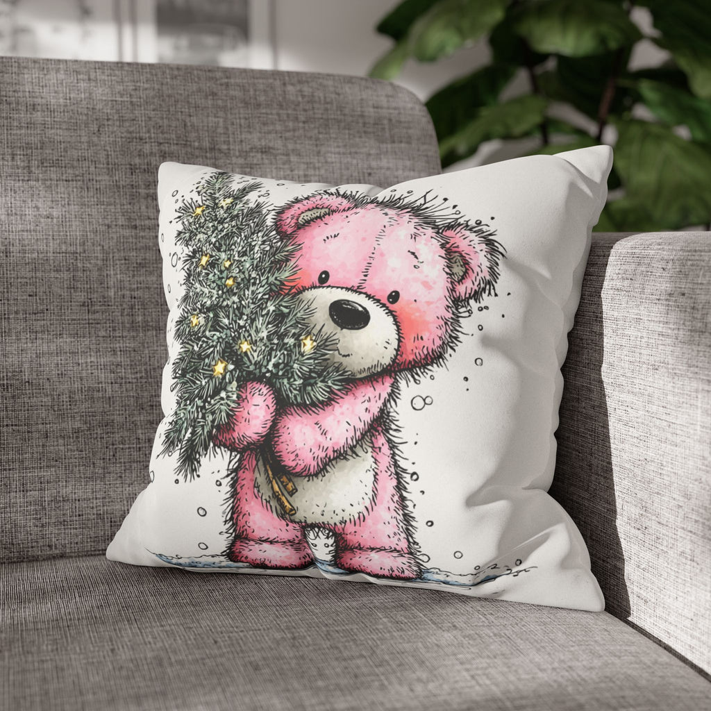 Christmas Bear Faux Suede Pillowcase