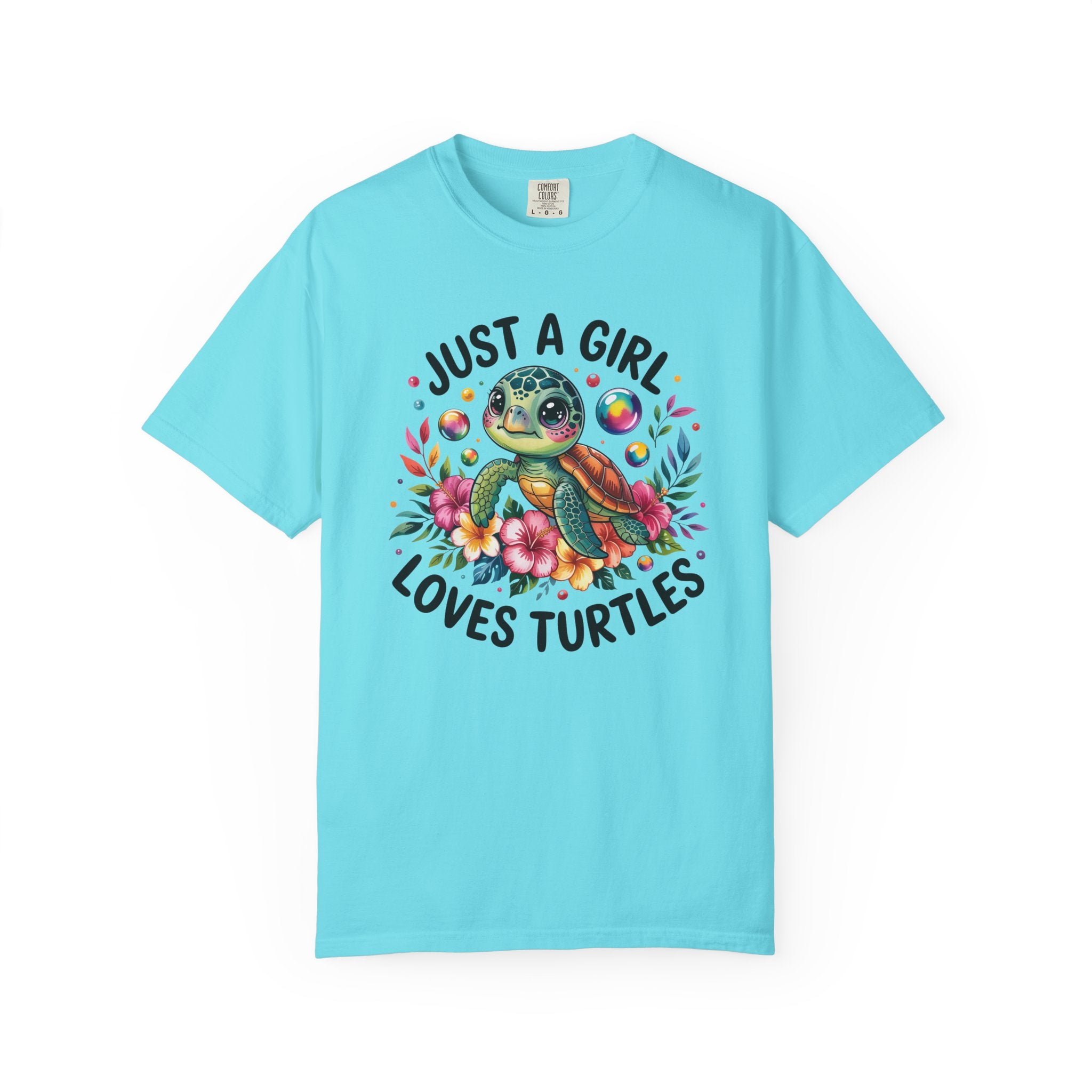 Just a Girl Loves Turtles Graphic T-Shirt — Cute Sea Turtle Tee