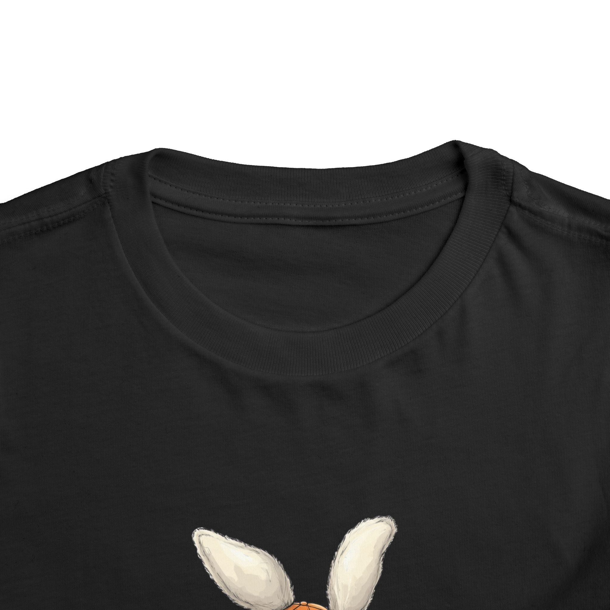 Personalized Toddler Tee — Camouflage Bunny with Orange Cap (Name Customizable)