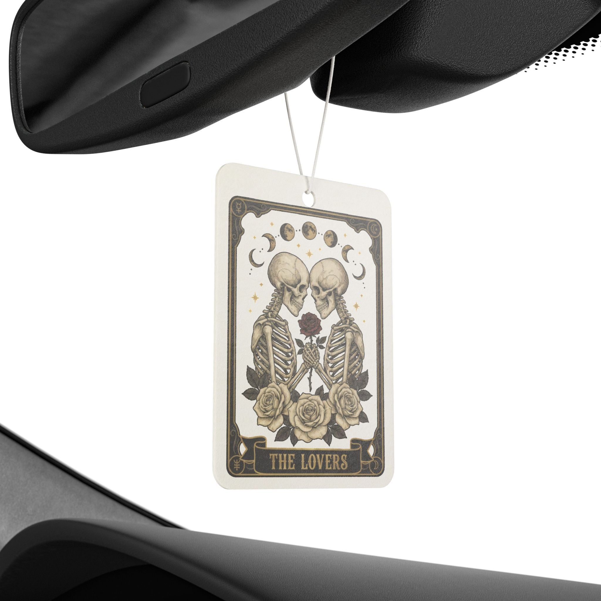 Tarot Lovers Car Air Freshener — Gothic Skeleton 'The Lovers' Design