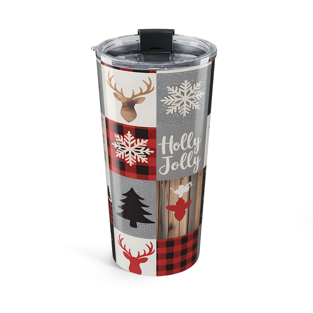 Winter Wonderland Patchwork Tumbler 20oz | Buffalo Plaid Reindeer