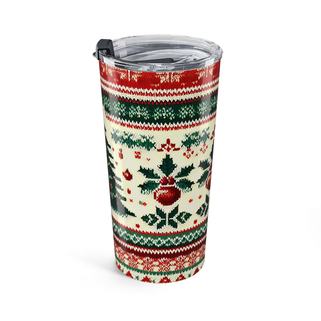 Christmas Tree Pattern Tumbler 20oz | Holiday Knit Design