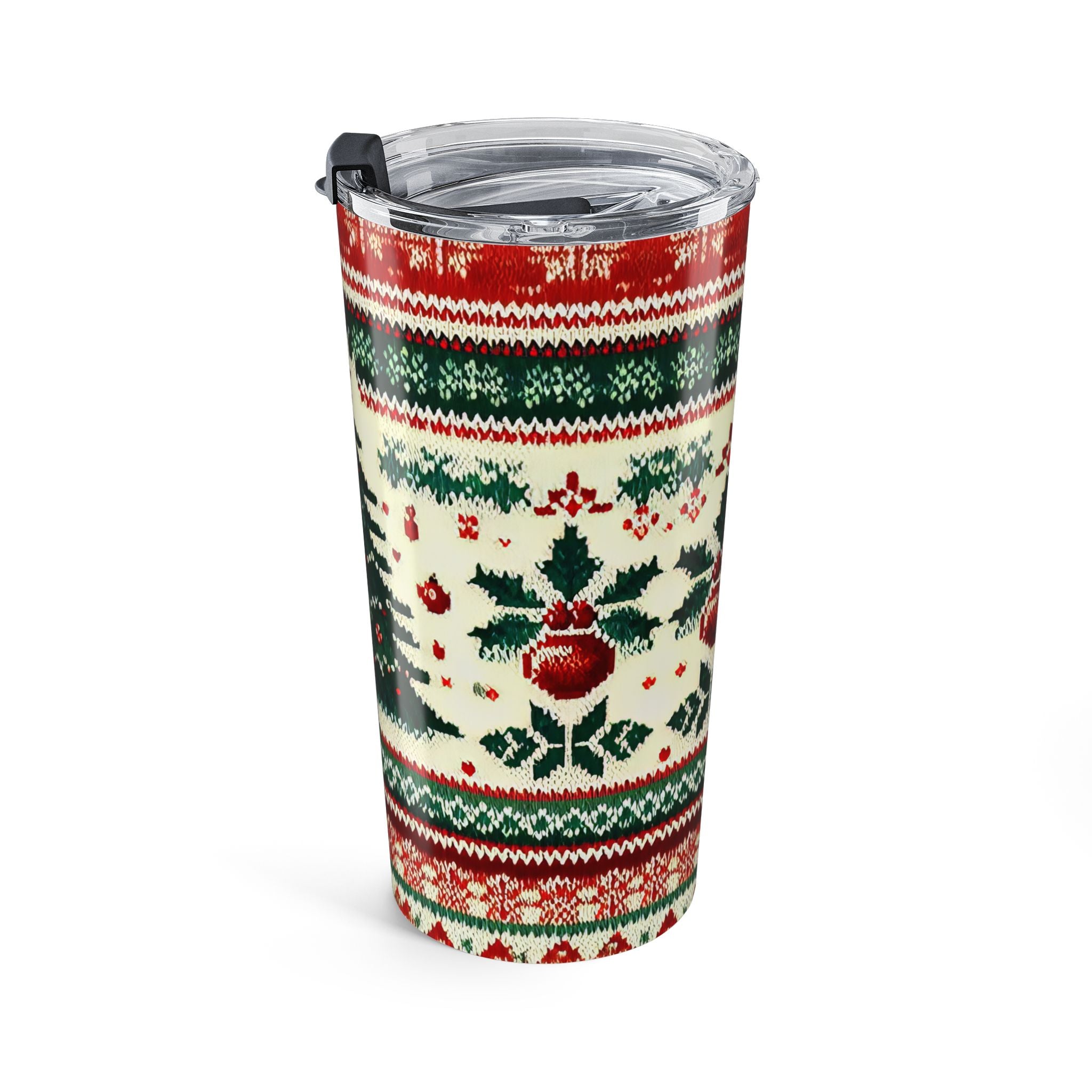 Christmas Tree Pattern Tumbler 20oz | Holiday Knit Design