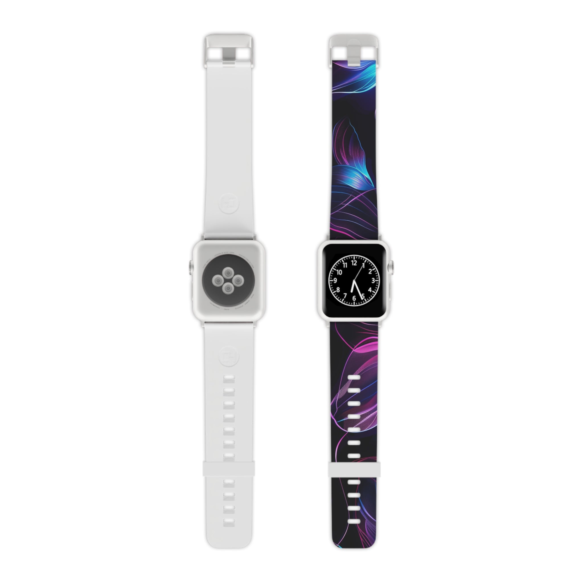 Galaxy Petal Apple Watch Band — Purple Blue Floral Silicone Strap