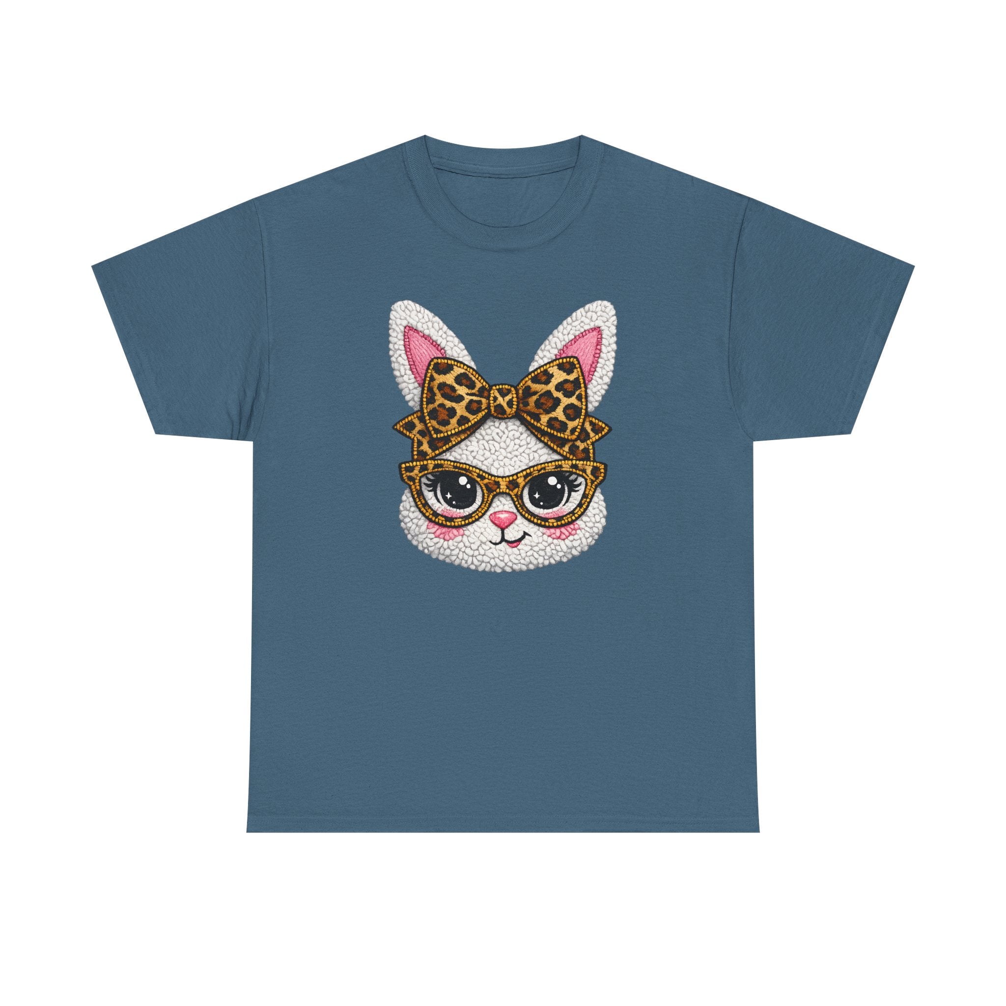 Sassy Easter Bunny Leopard Bow & Glasses T-Shirt