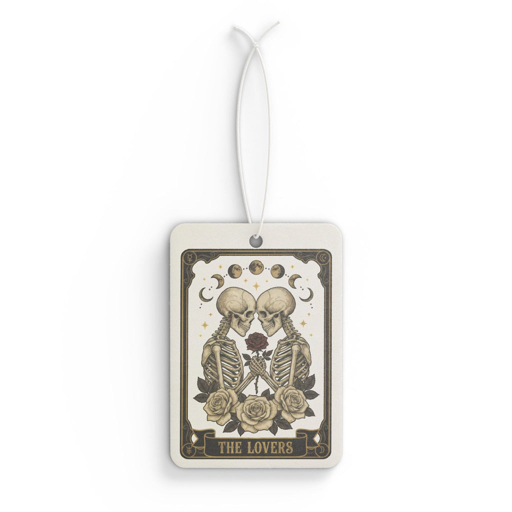 Tarot Lovers Car Air Freshener — Gothic Skeleton 'The Lovers' Design