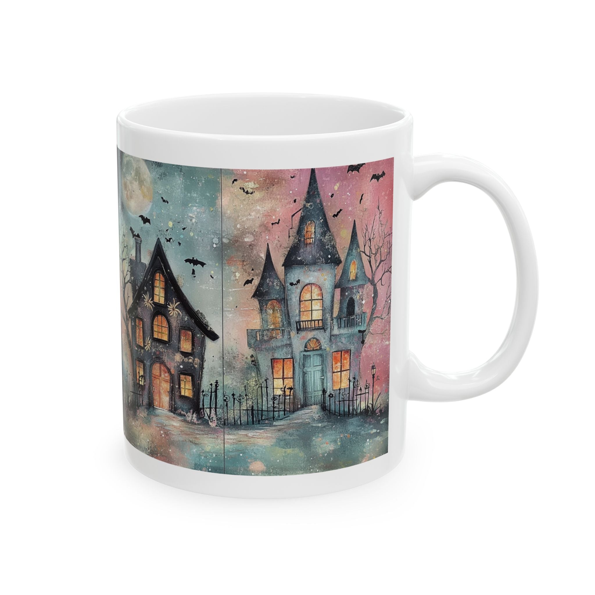 Spooky Halloween Haunted House Ceramic Mug