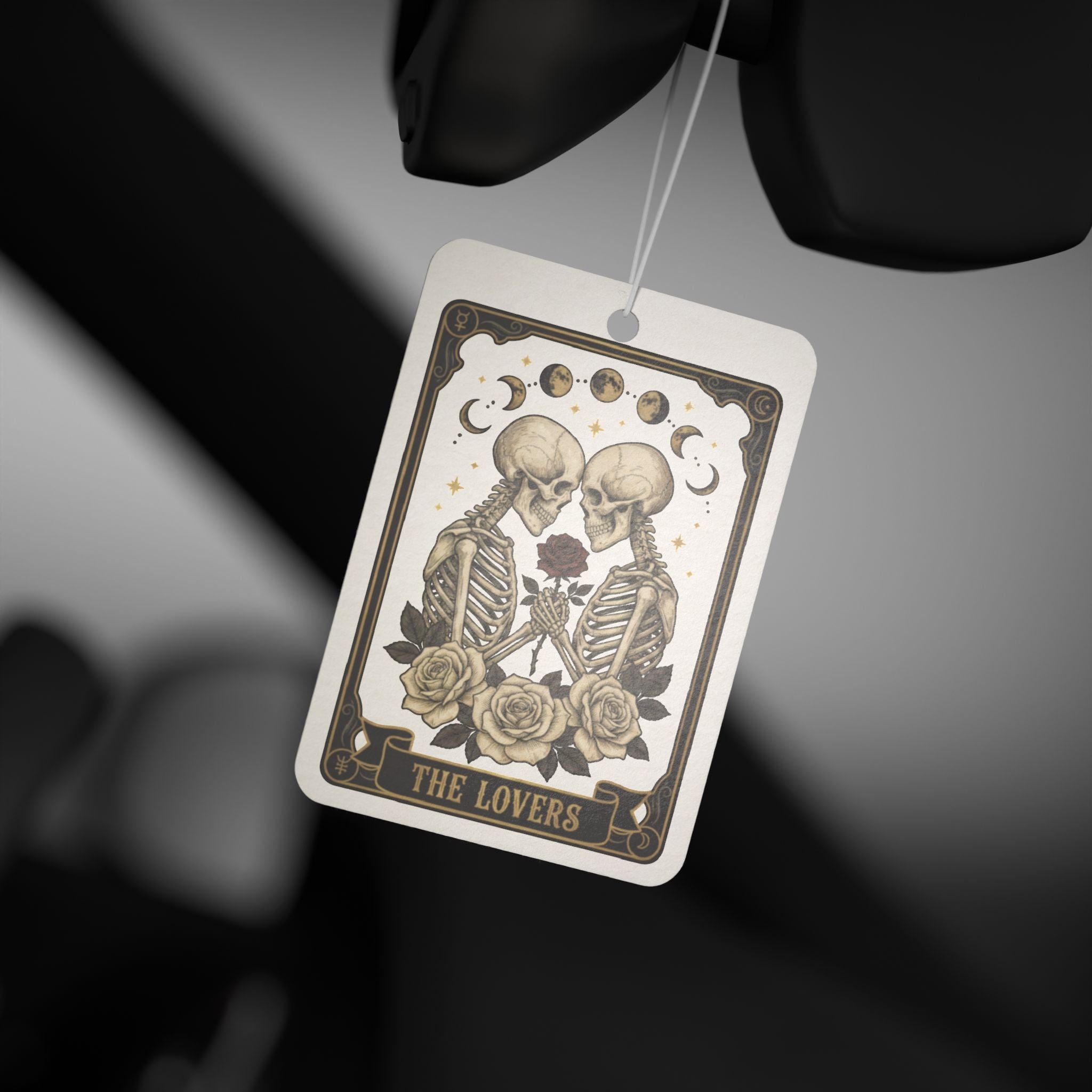 Tarot Lovers Car Air Freshener — Gothic Skeleton 'The Lovers' Design