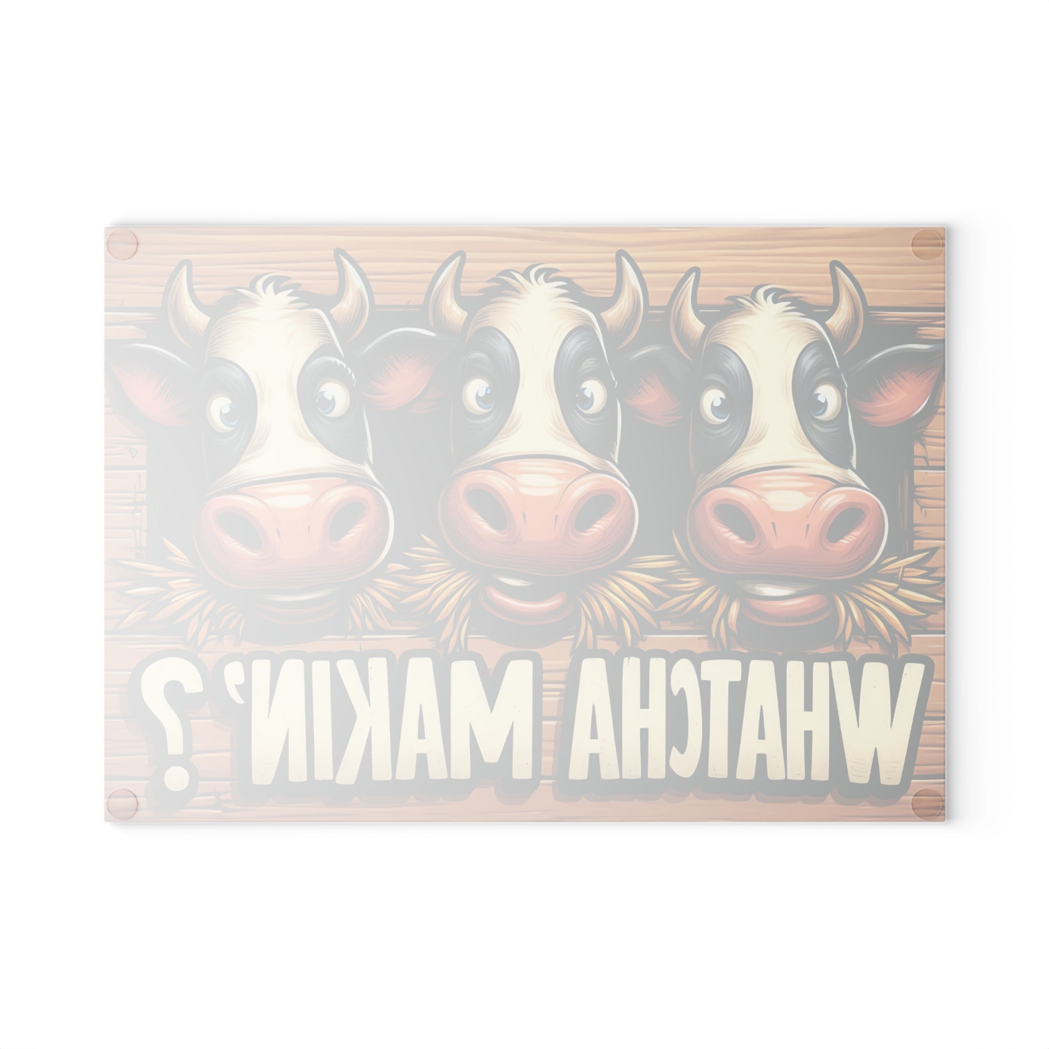 Whimsical Cow Glass Cutting Board