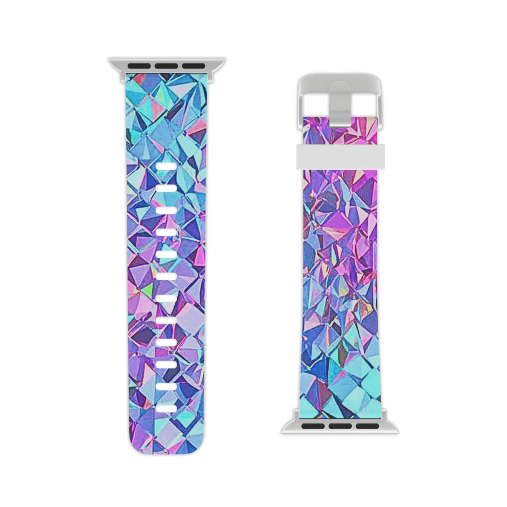 Holographic Prism Apple Watch Band — Iridescent Geometric Silicone Strap