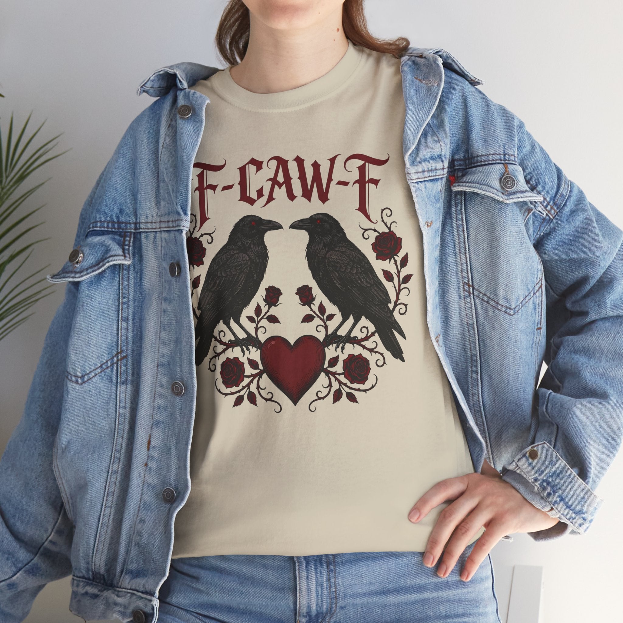 Raven Love Tee – F-CAW-F Gothic Crow Heart T-Shirt