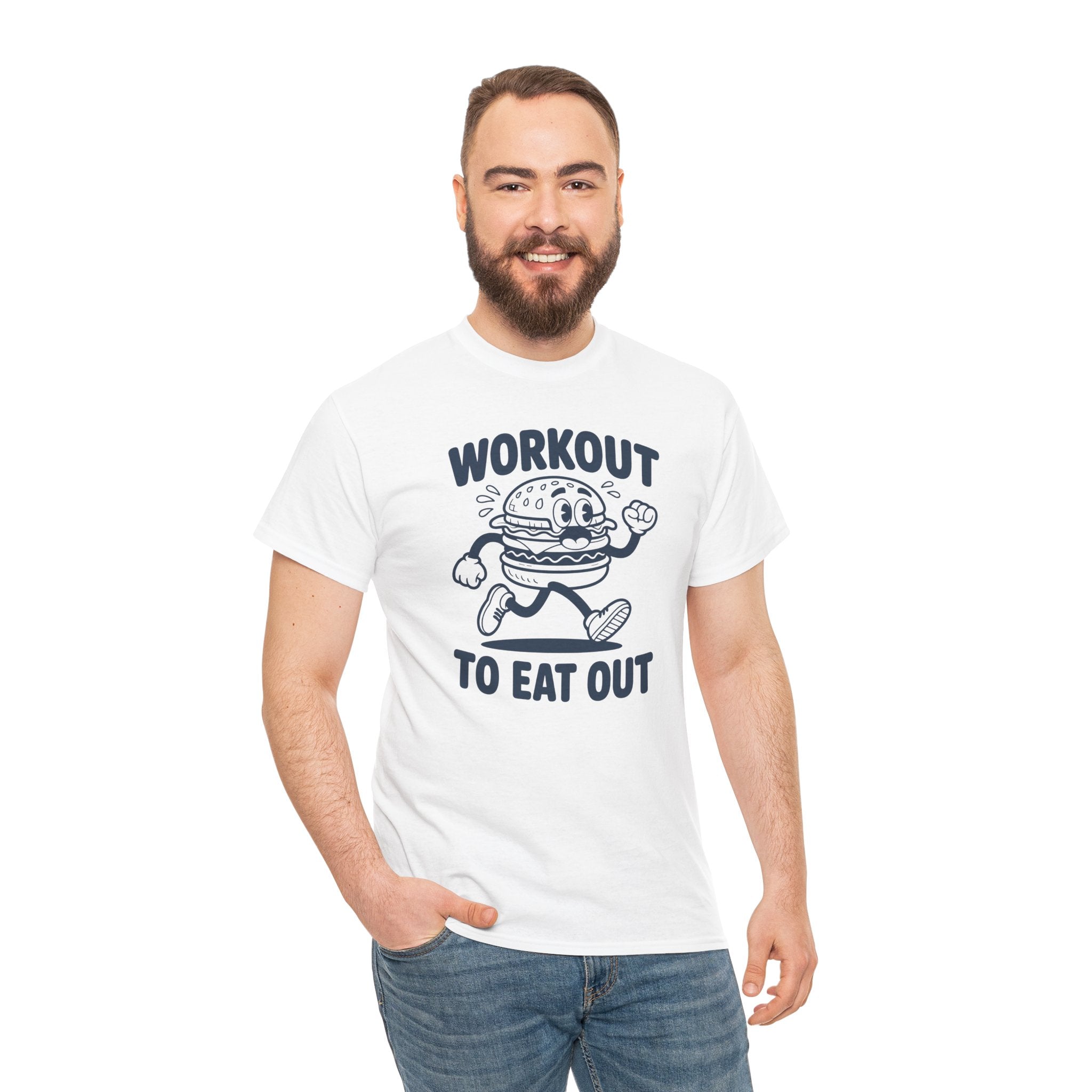 Workout To Eat Out T-Shirt — Funny Fitness Burger Tee