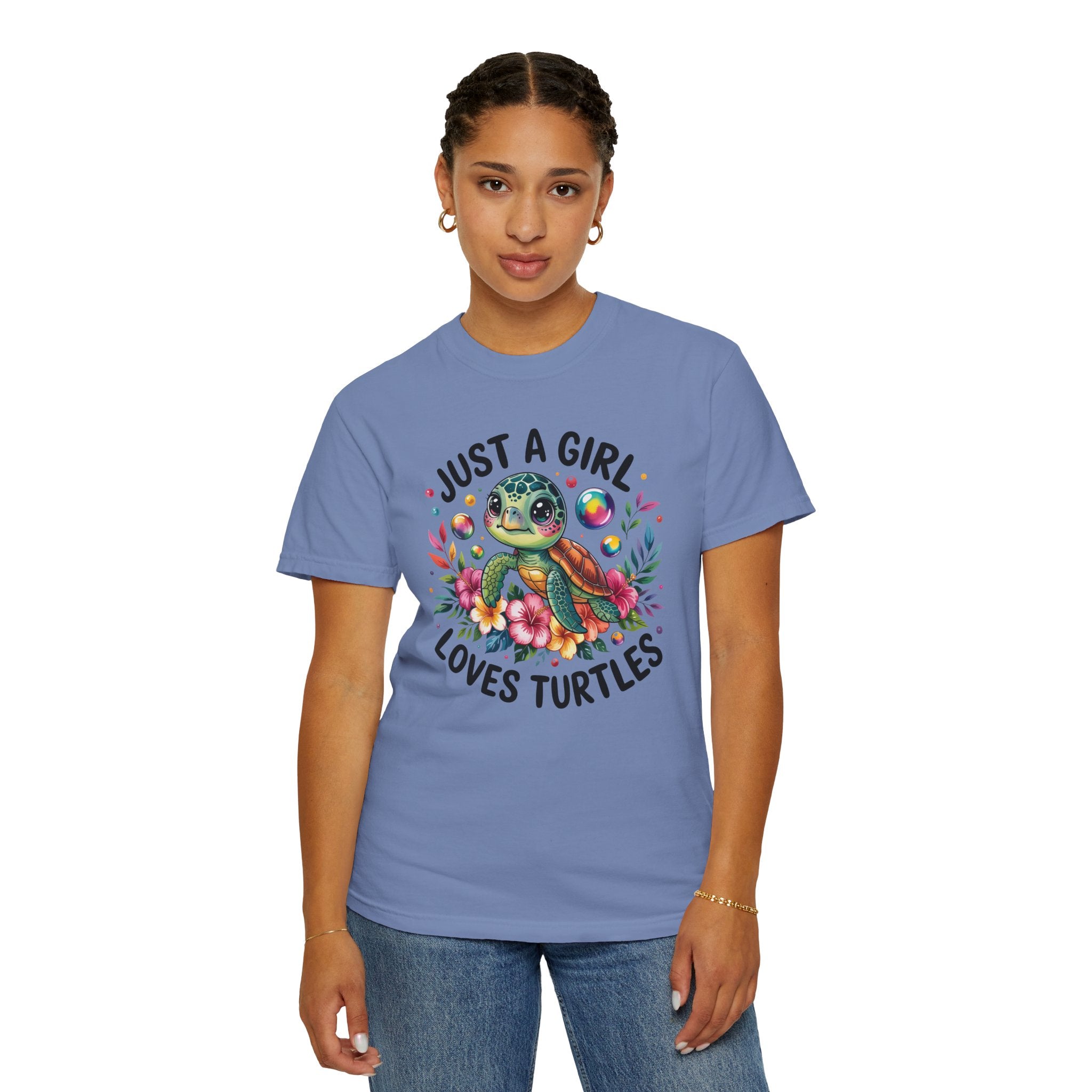 Just a Girl Loves Turtles Graphic T-Shirt — Cute Sea Turtle Tee
