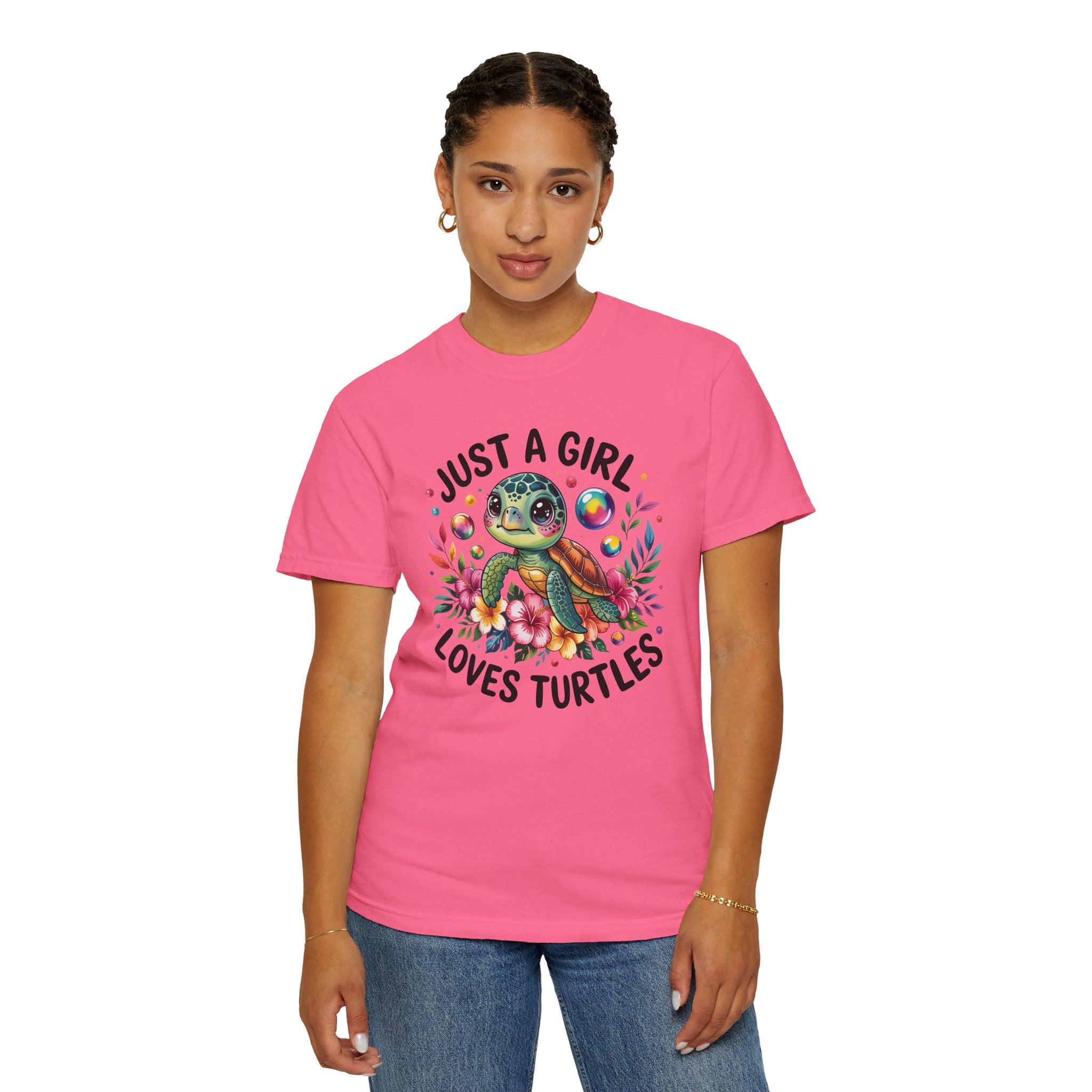 Just a Girl Loves Turtles Graphic T-Shirt — Cute Sea Turtle Tee