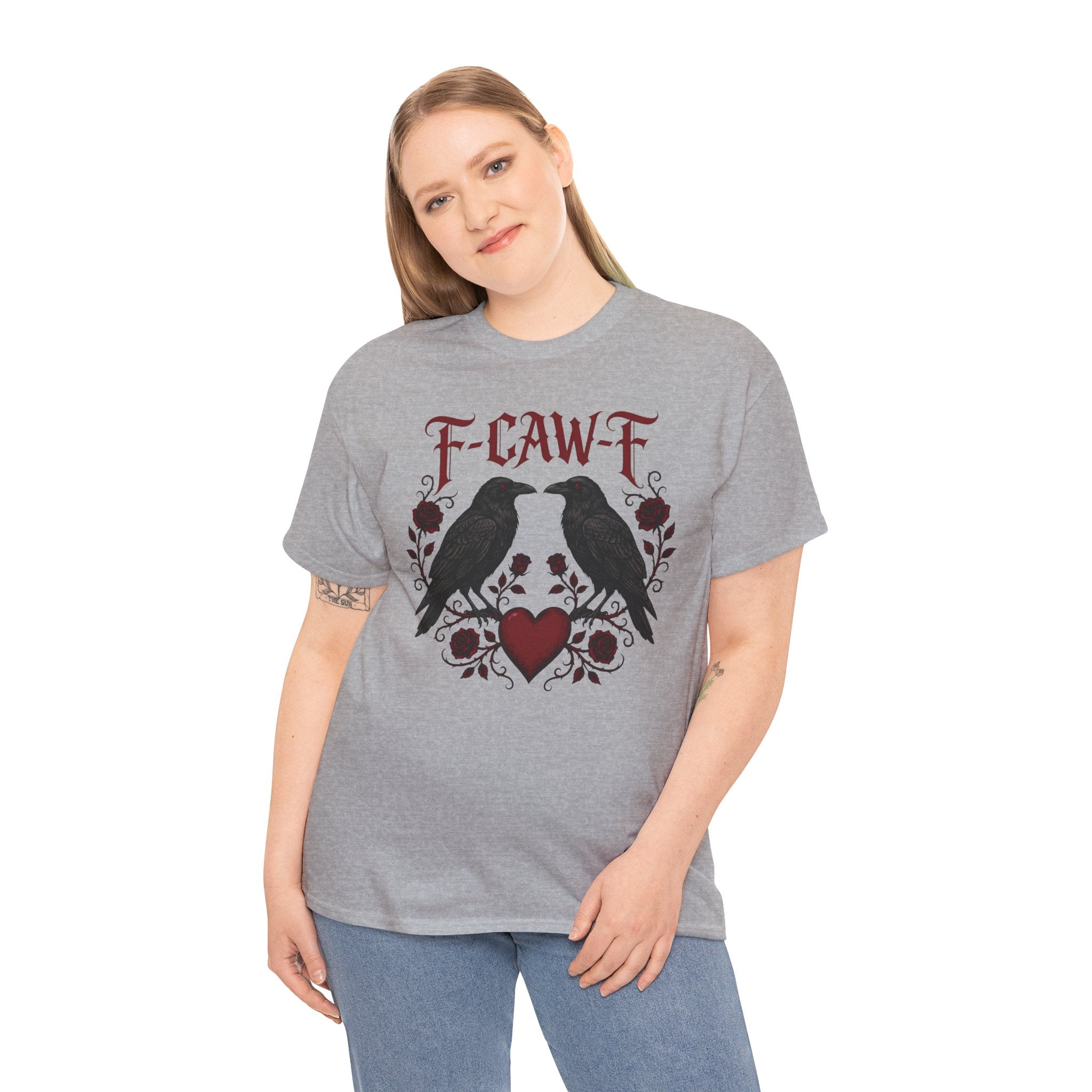 Raven Love Tee – F-CAW-F Gothic Crow Heart T-Shirt