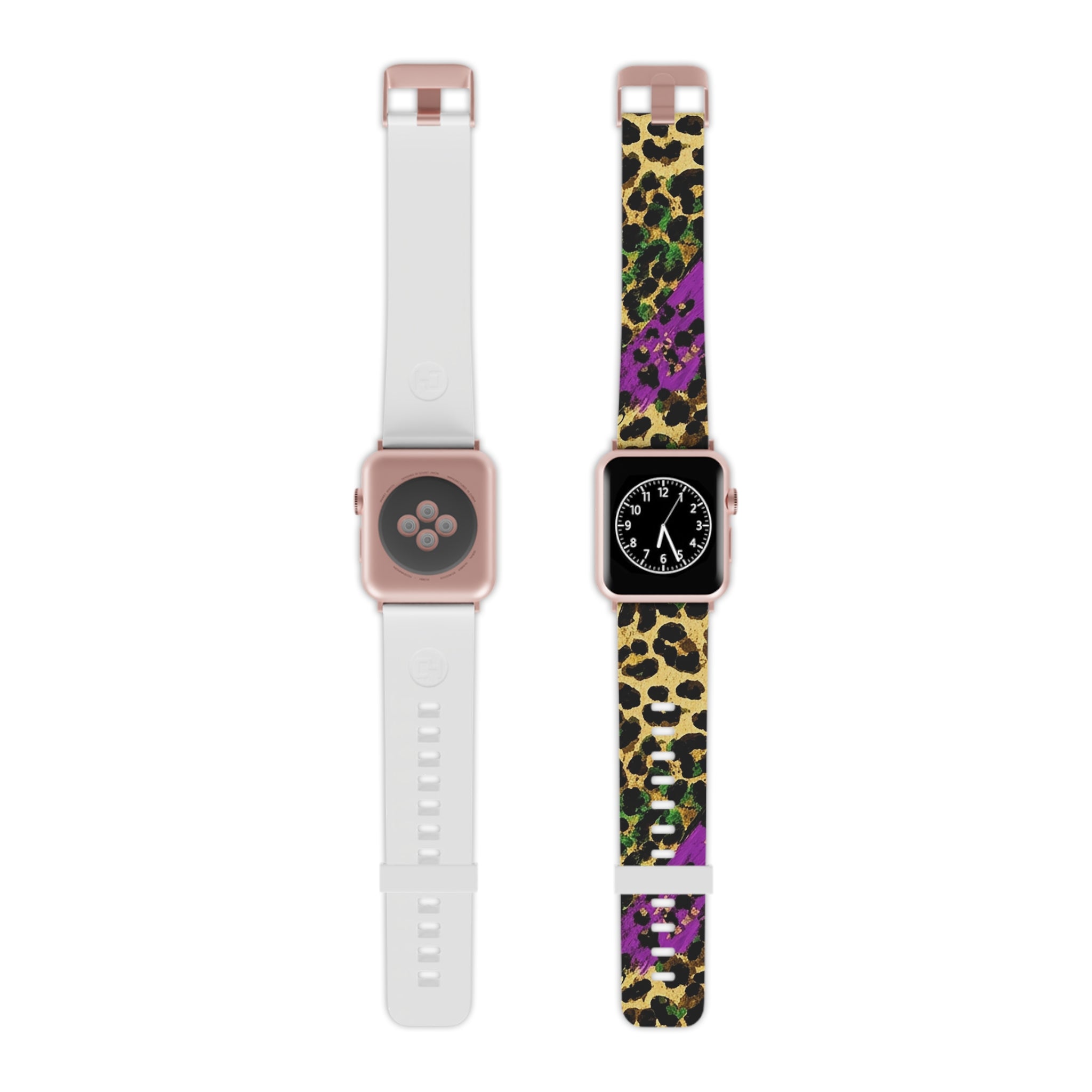 Mardi Gras Apple Watch Band — Bold Purple & Green Animal Print Strap
