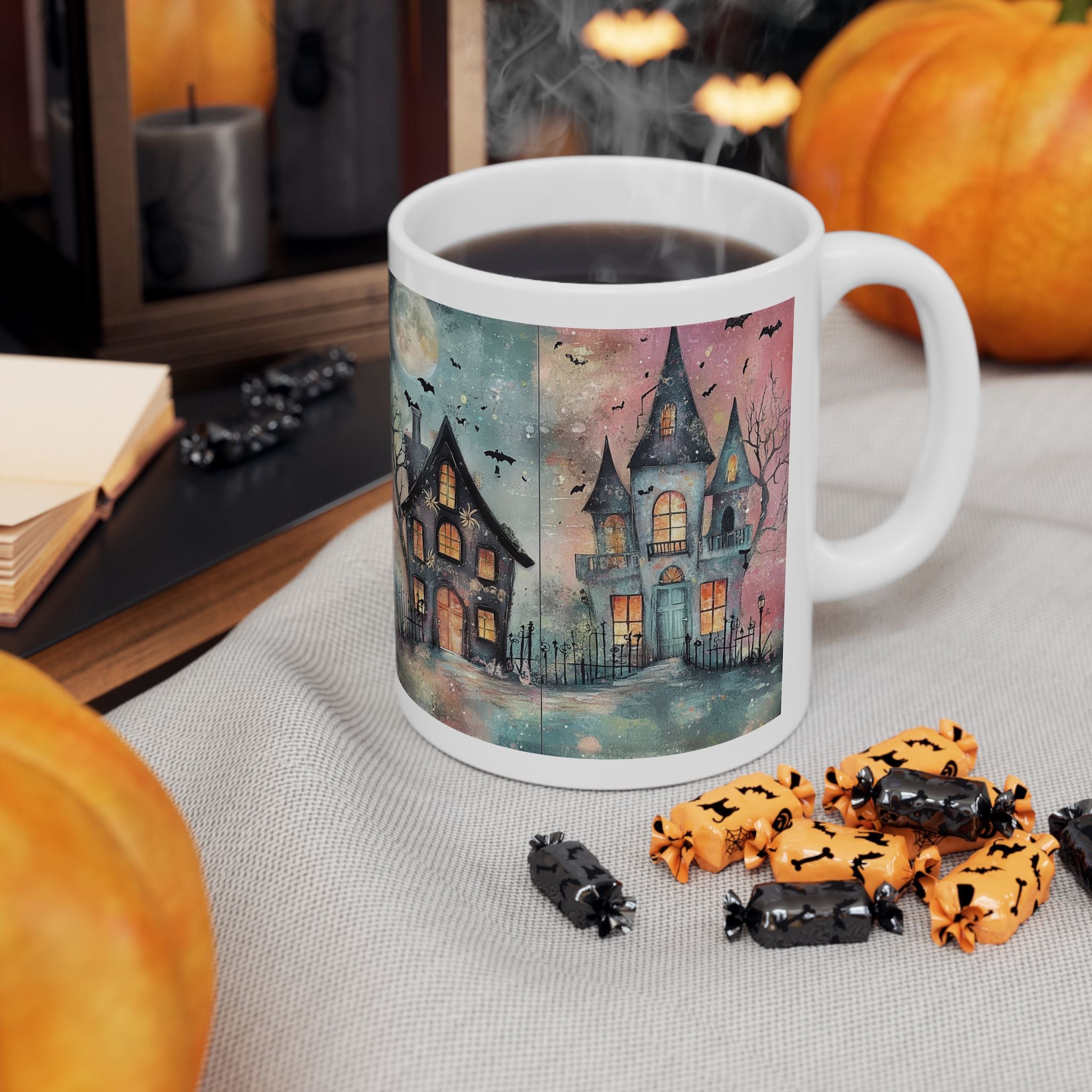 Spooky Halloween Haunted House Ceramic Mug