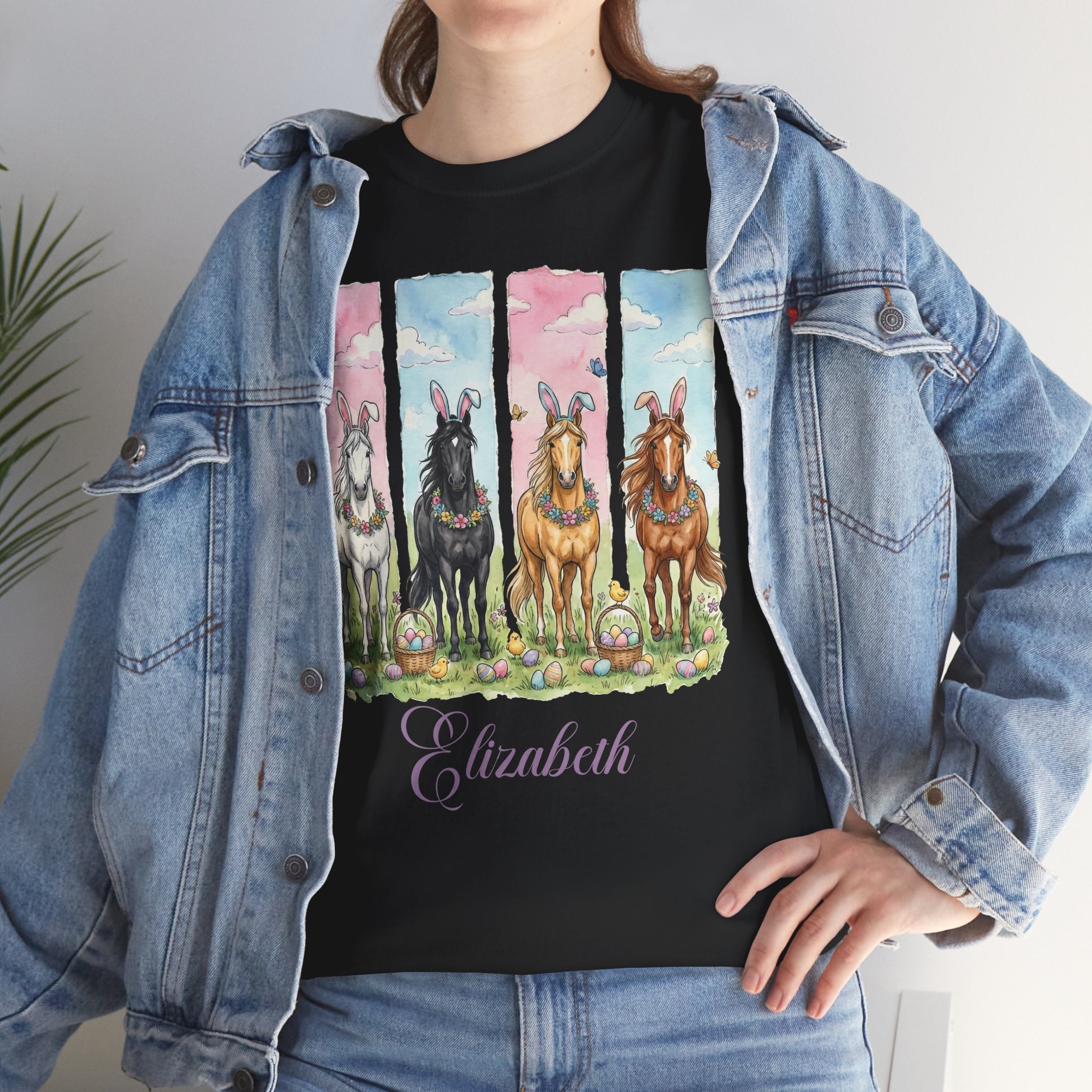 Easter Horse Watercolor Portrait Tee — Personalized Design