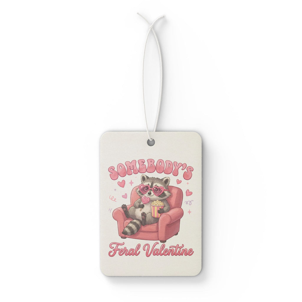 Valentine's Raccoon Car Air Freshener — "Somebody's Feral Valentine" Cute Pink Heart Scented Décor