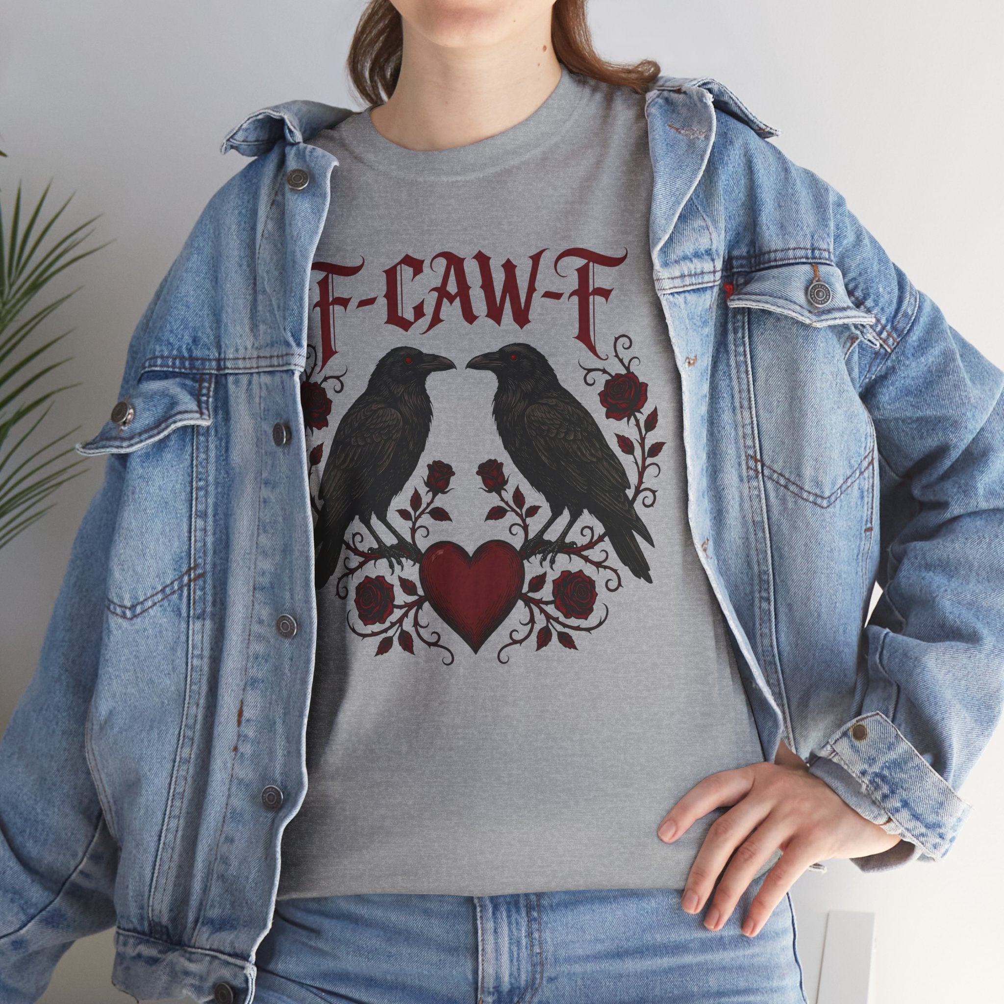 Raven Love Tee – F-CAW-F Gothic Crow Heart T-Shirt
