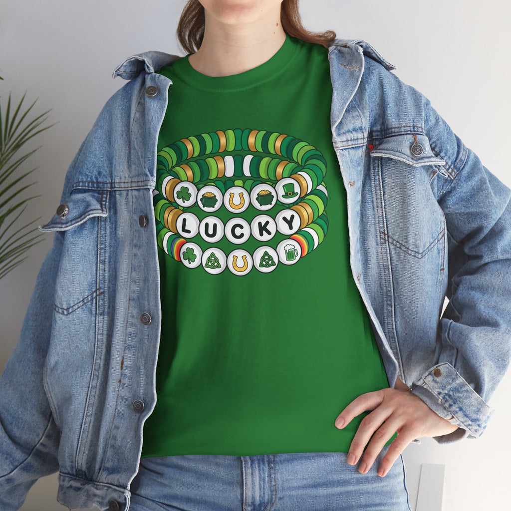 Lucky Bead Bracelet Graphic Tee — St. Patrick’s Day Green Charm Shirt