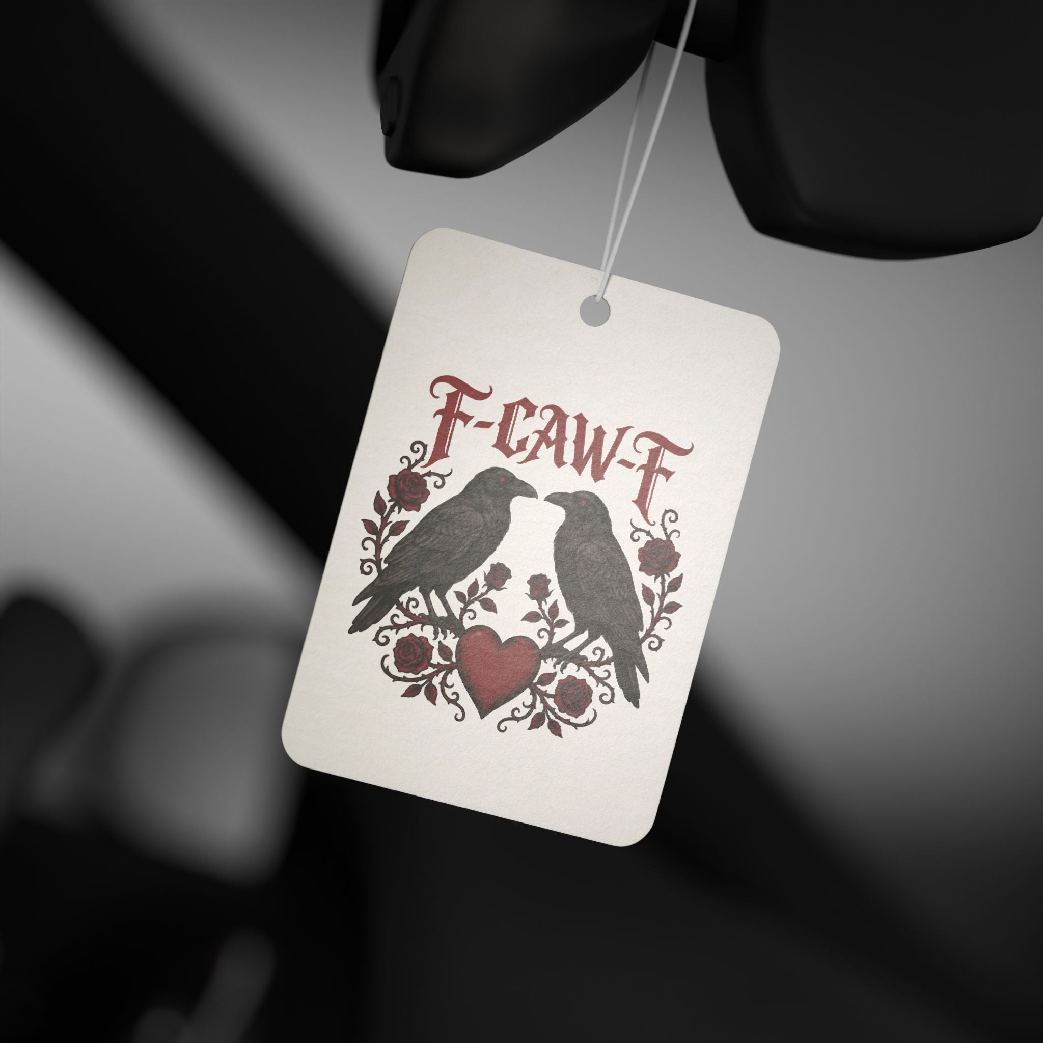 Car Air Freshener — Gothic Raven 'F-CAW-F' Design with Heart Accent