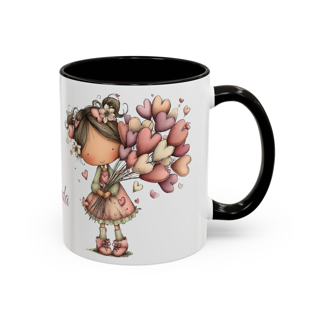 Personalized Heart Girl Mug — Cute Name Coffee Cup (11oz/15oz)